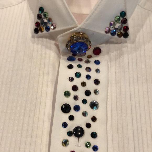 Vintage bedazzled tuxedo blouse - Picture 7 of 13